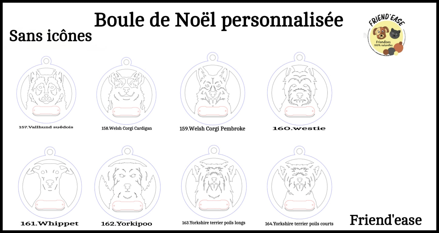 Boule de Noël pour chiens personnalisable