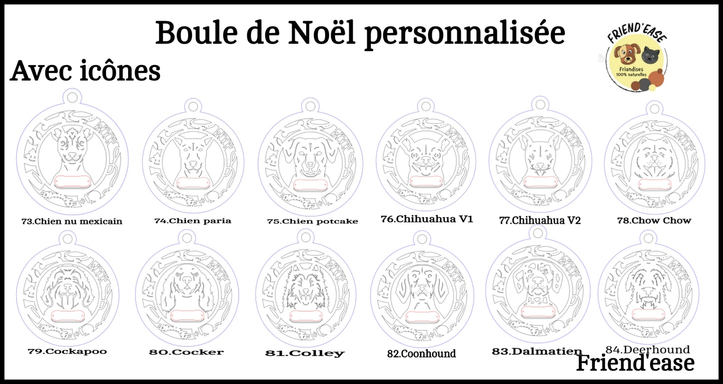 Boule de Noël pour chiens personnalisable