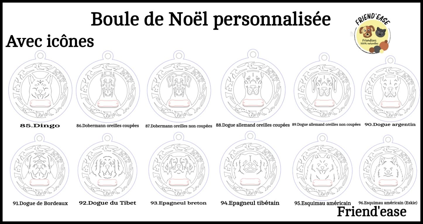 Boule de Noël pour chiens personnalisable