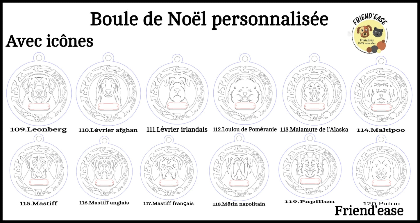 Boule de Noël pour chiens personnalisable