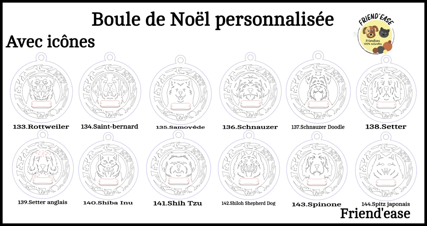 Boule de Noël pour chiens personnalisable
