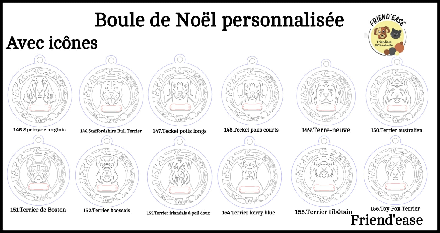 Boule de Noël pour chiens personnalisable