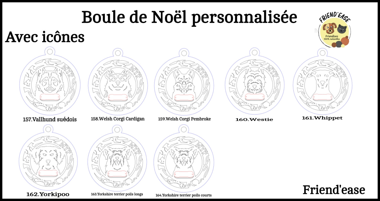 Boule de Noël pour chiens personnalisable