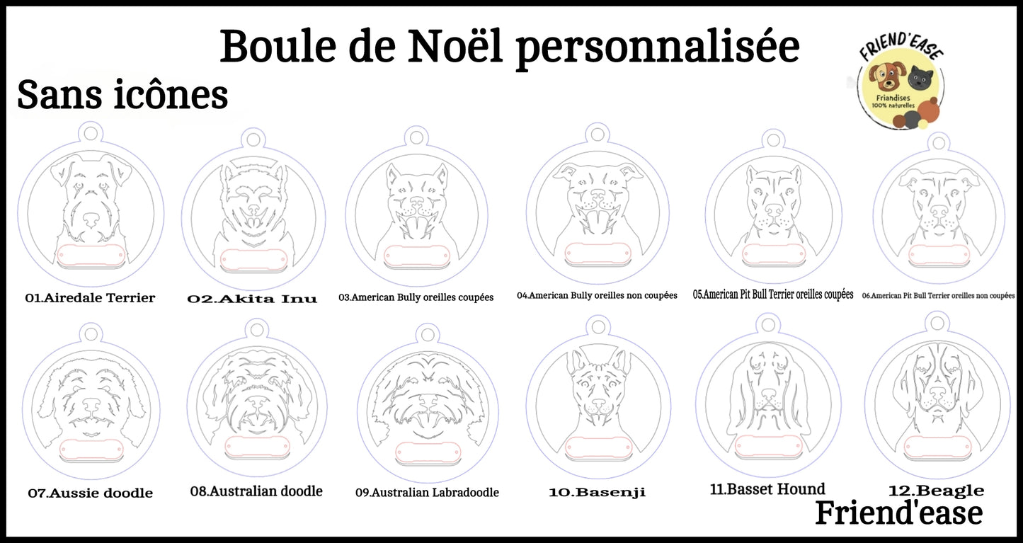 Boule de Noël pour chiens personnalisable