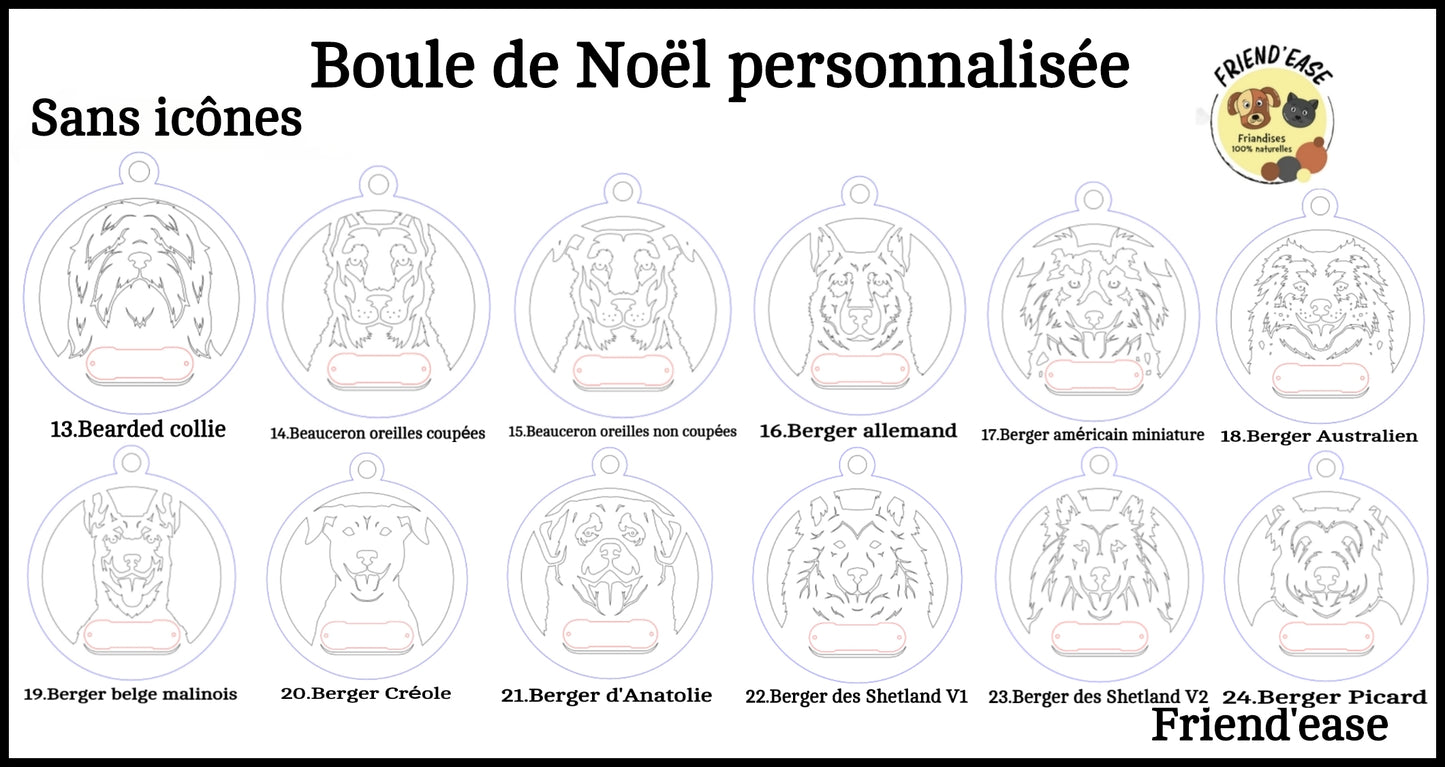 Boule de Noël pour chiens personnalisable