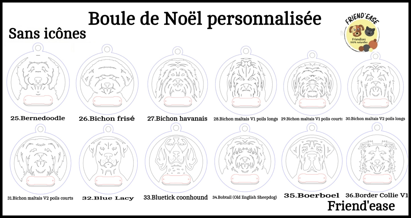 Boule de Noël pour chiens personnalisable