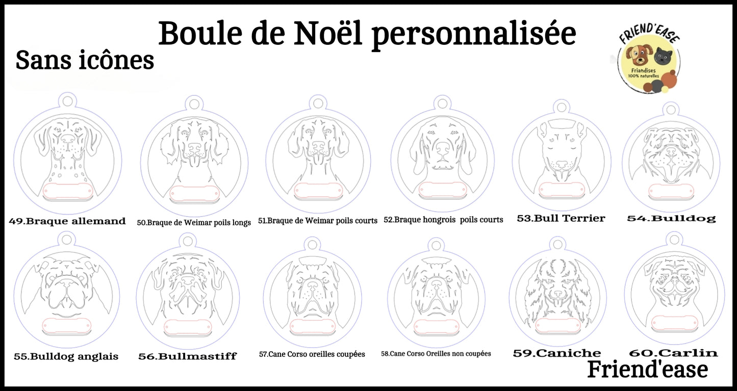 Boule de Noël pour chiens personnalisable