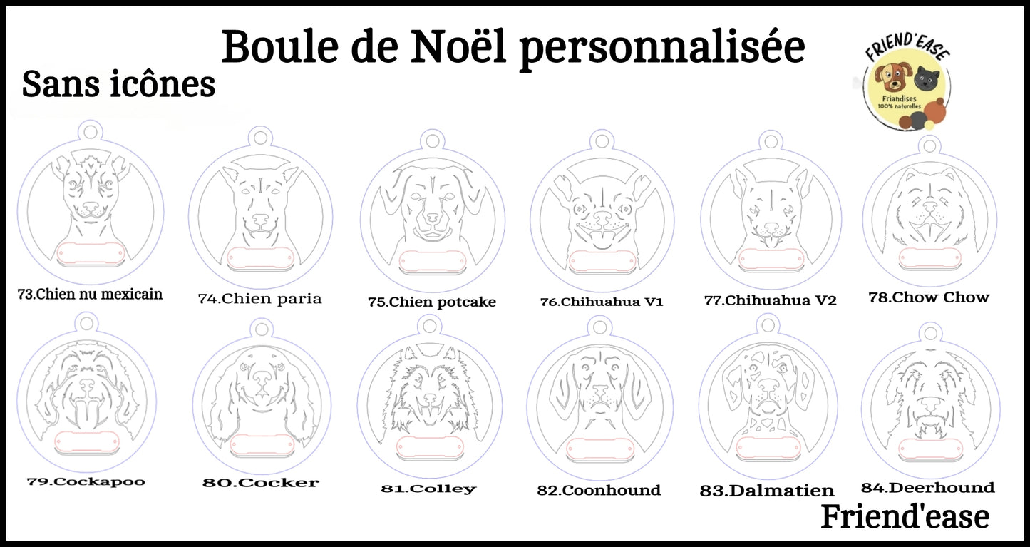 Boule de Noël pour chiens personnalisable