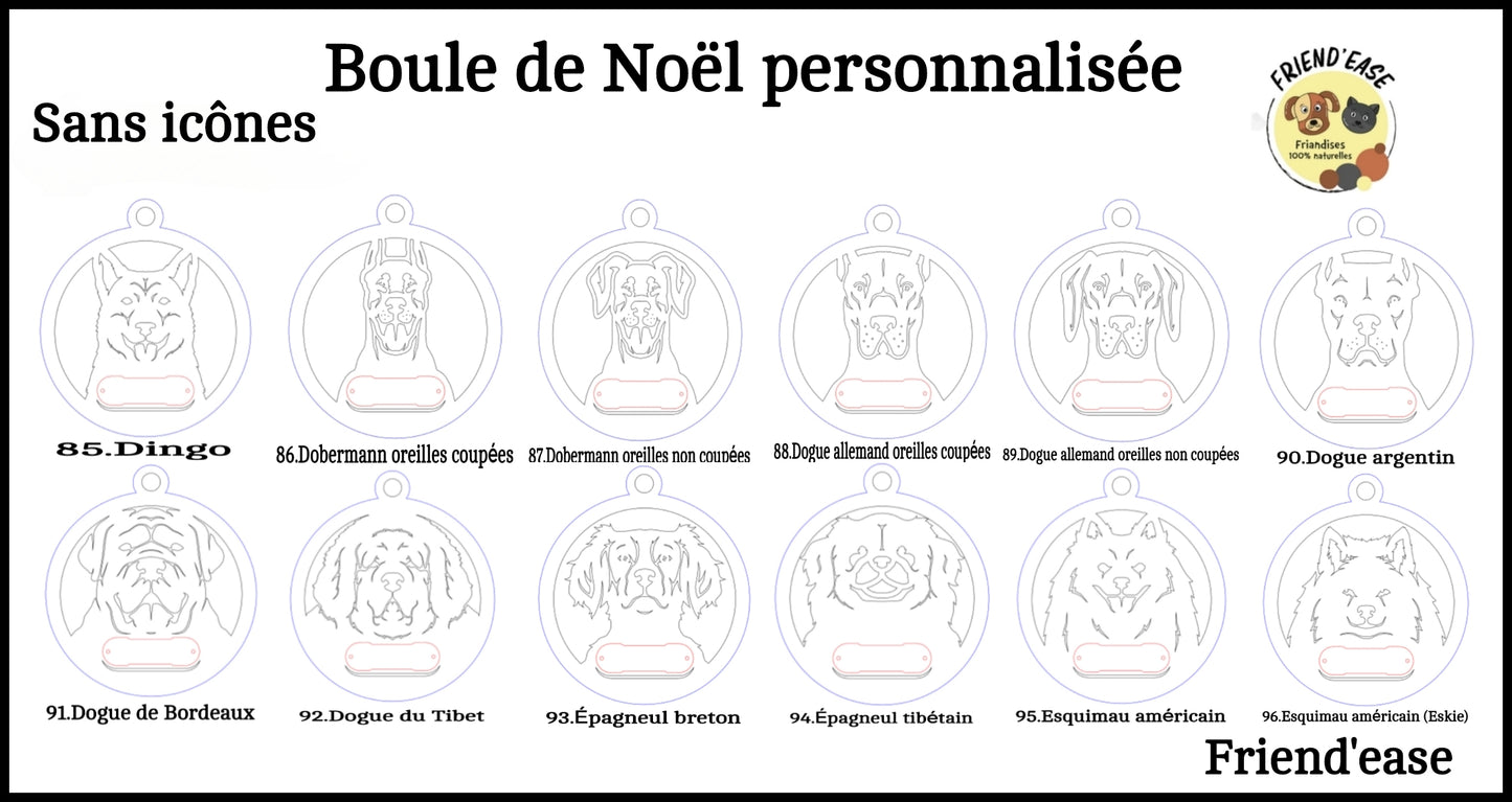 Boule de Noël pour chiens personnalisable
