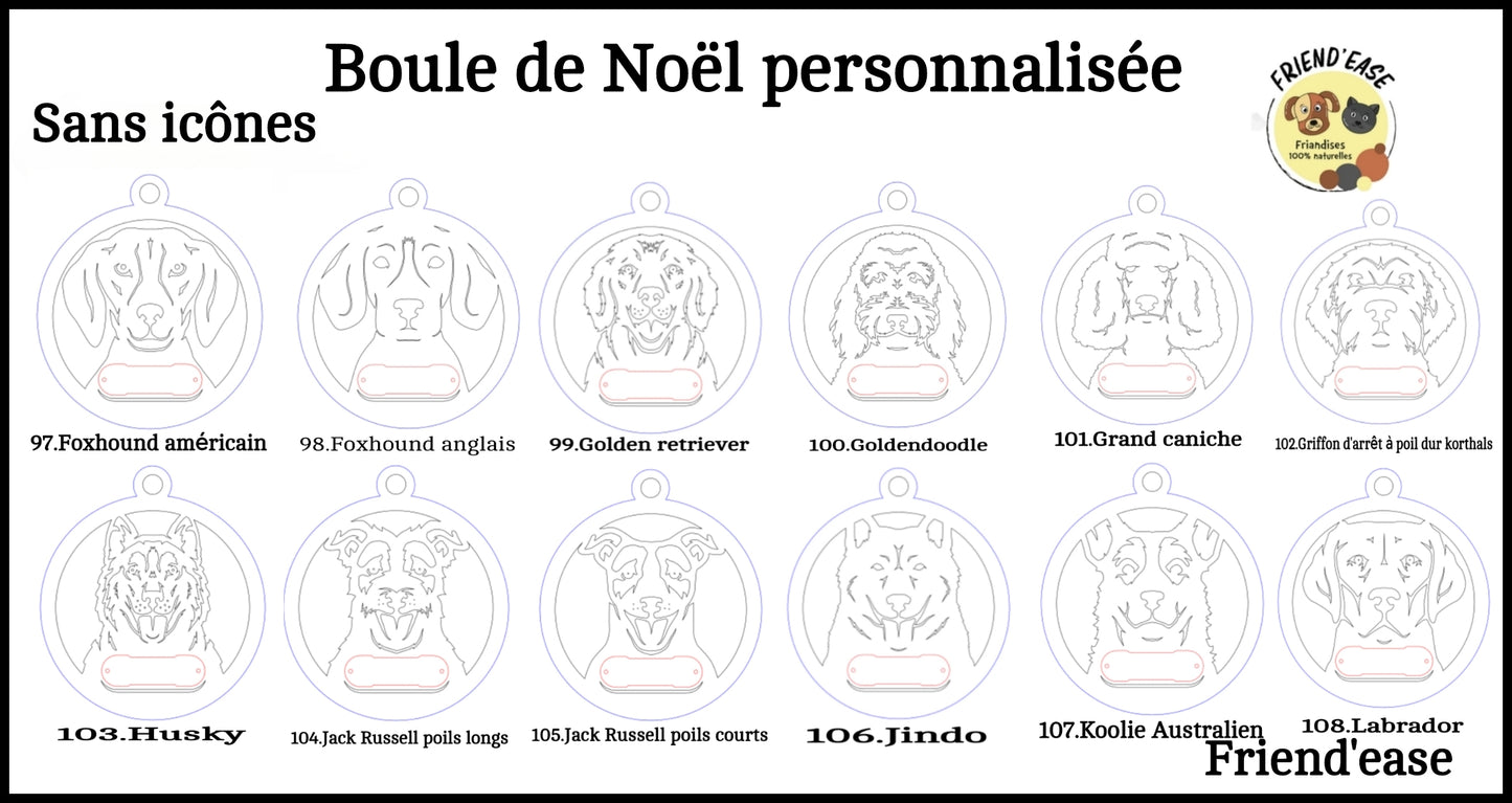 Boule de Noël pour chiens personnalisable