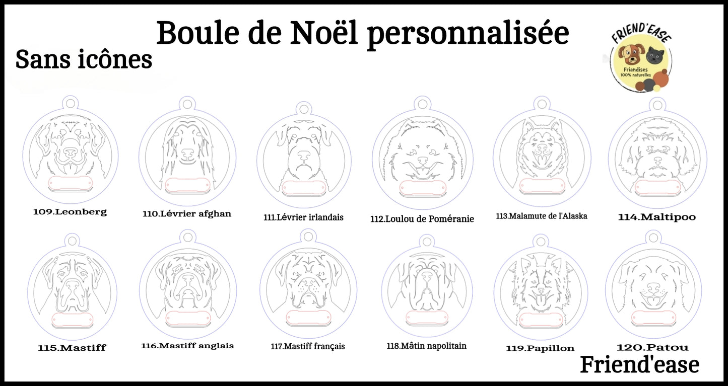 Boule de Noël pour chiens personnalisable