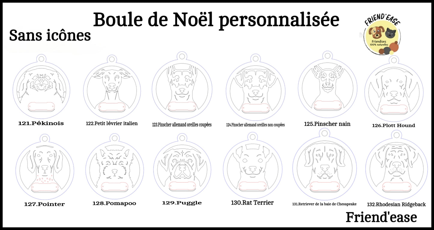 Boule de Noël pour chiens personnalisable