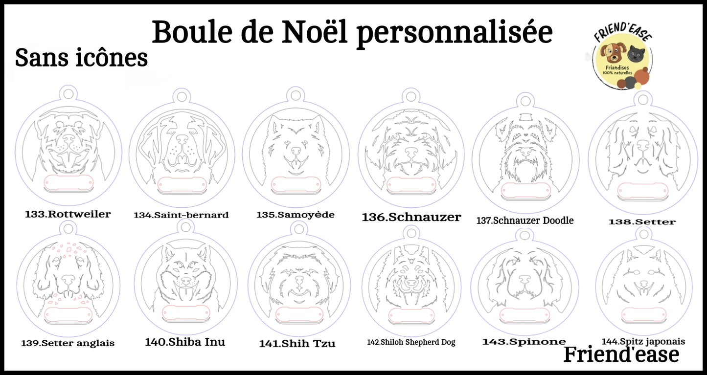 Boule de Noël pour chiens personnalisable
