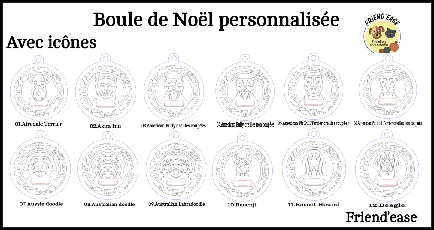 Boule de Noël pour chiens personnalisable